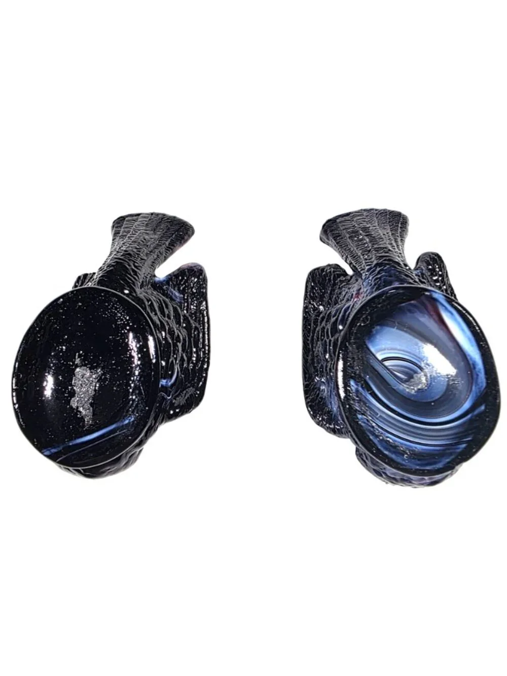 Degenhart glass turkey bird and berry open salt cellars Swirled Thanksgiving